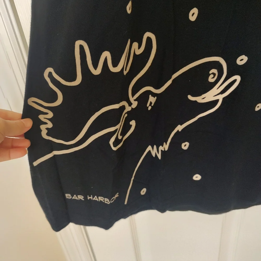 Marushka Handprints Moose Lick Bar Harbor Dress Cotton Black Size L/XL - Picture 2 of 8